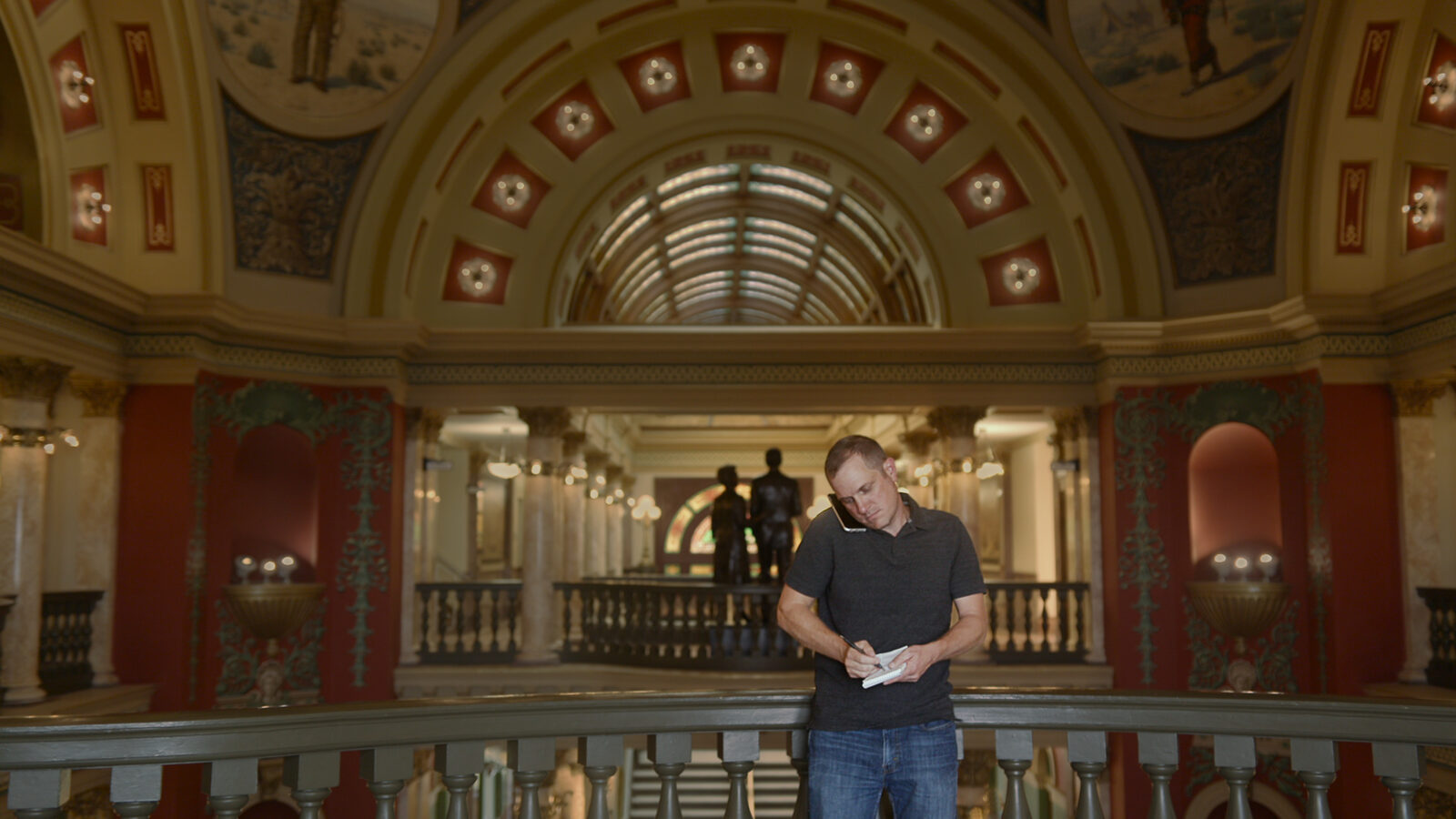 John S. Adams in the Montana Capitol building — still from DARK MONEY, a PBS Distribution release