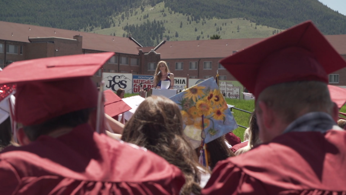 Kim speaking at Helena High School's 2015 commencement ceremony